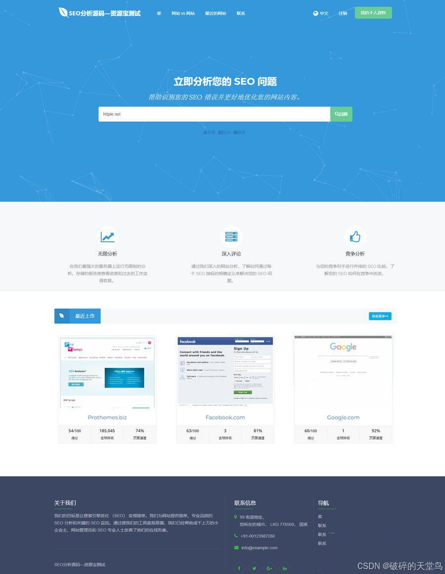 高级seo优化在线优化检测分析源码,让网站获得更高收录