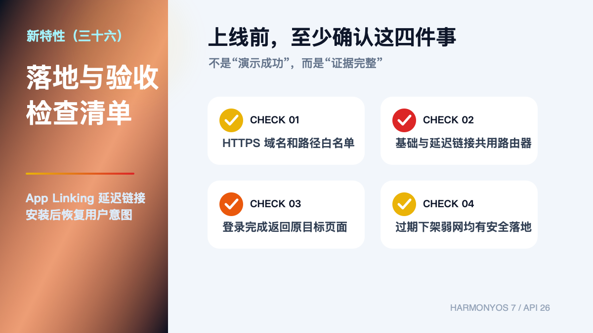 HarmonyOS 7 新特性（三十六）｜App Linking 延迟链接全链路 验收清单