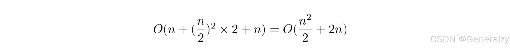 O(n + (n/2)² × 2 + n) = O(n² / 2 + 2n)