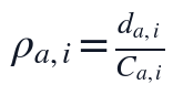 \rho_{a,i}=\frac{d_{a,i}}{C_{a,i}}