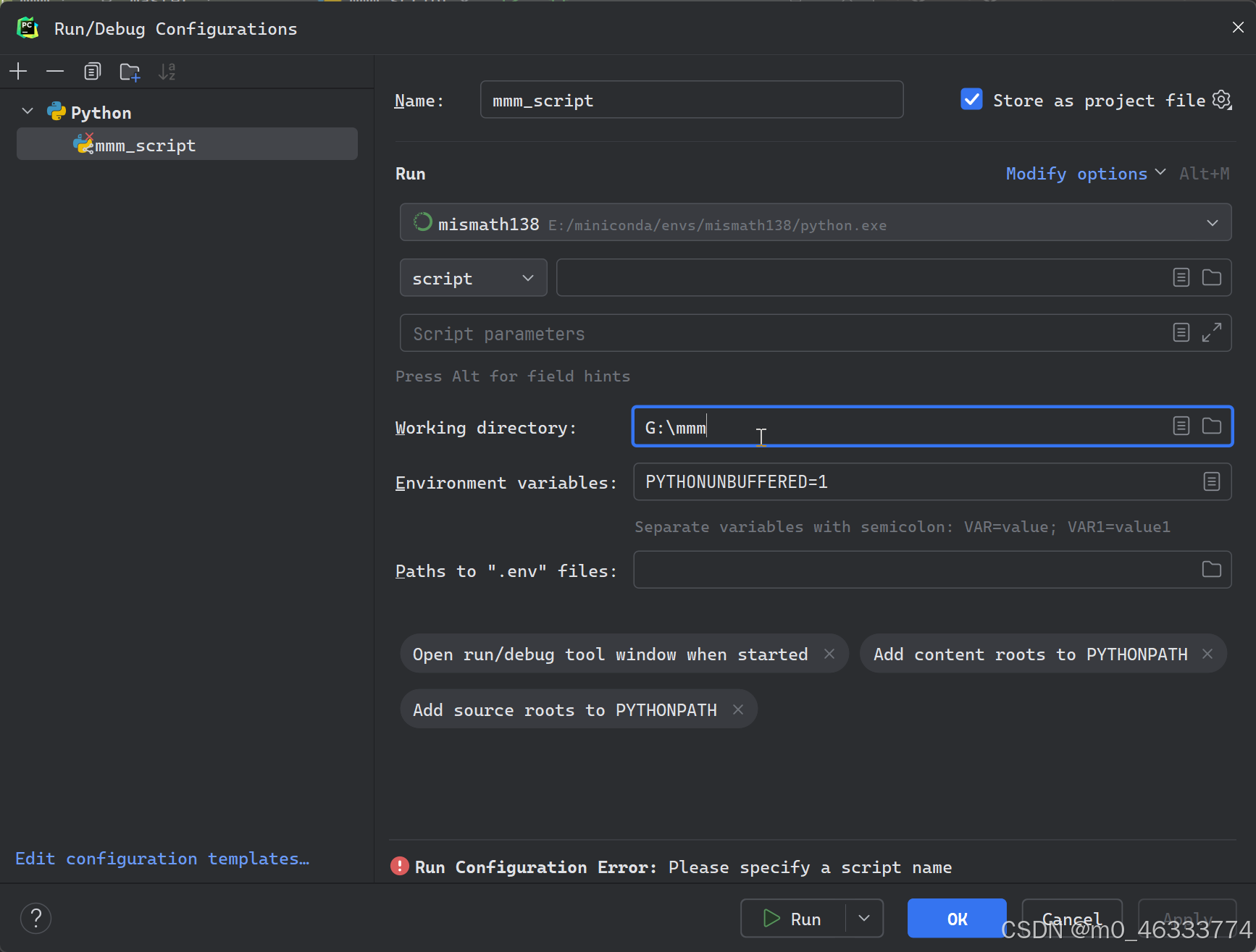 Pycharm 配置 run current file 的路径_pycharm current file-CSDN博客