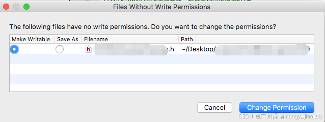 mac环境Qt Creator报错：Warning: You are changing a read-only file.