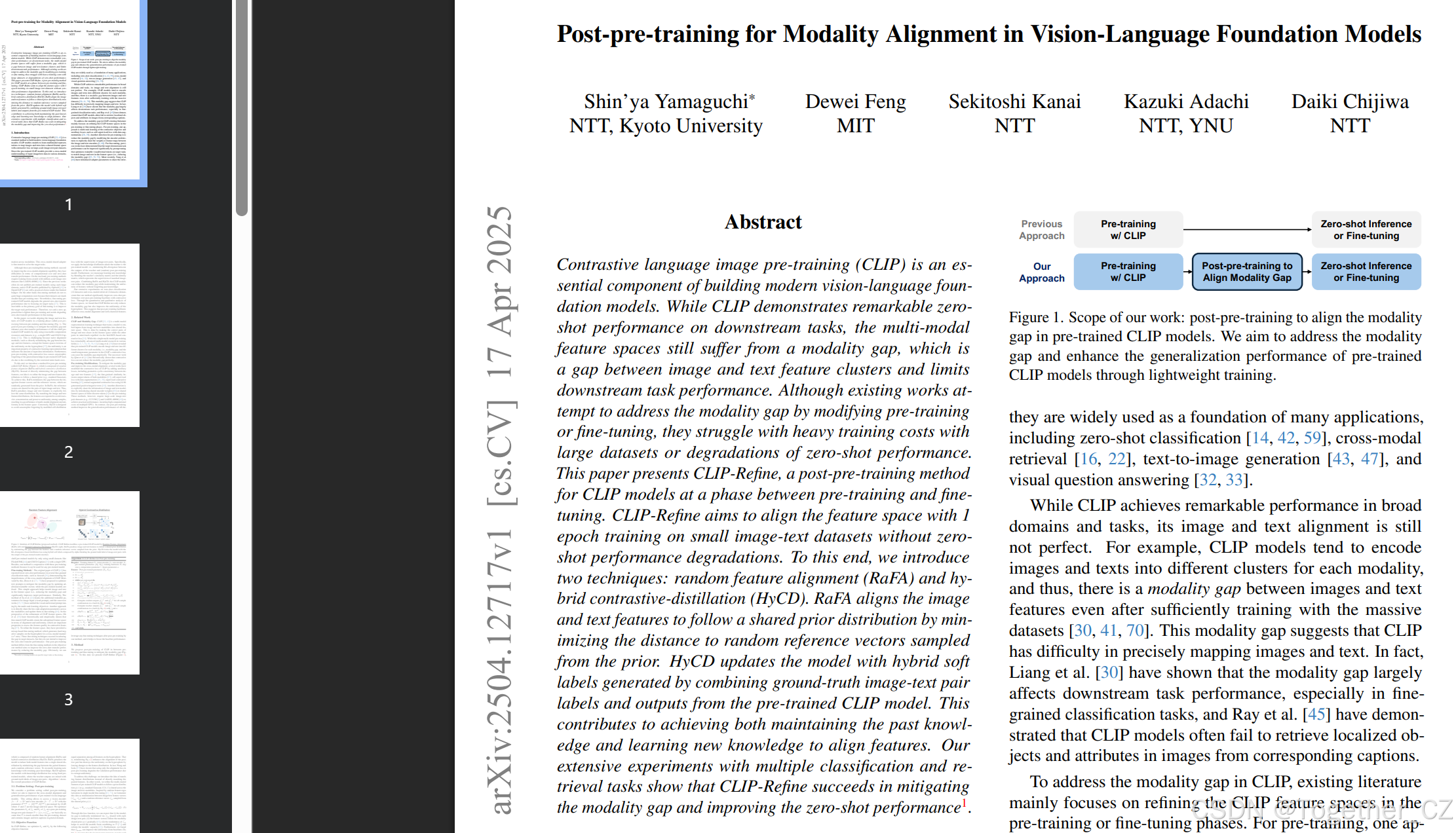 Clip Alignment Machine Learning CLIP-Refine:Post-pre-training for Modality Alignment in Vision-Language ...
