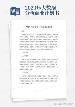 2023年大数据分析商业计划书