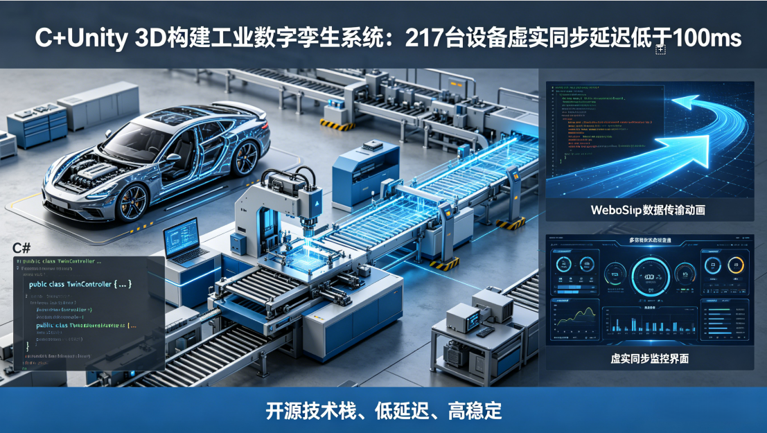 数字孪生监控实战:C#+Unity 3D实现生产线虚实同步,延迟低于100ms_c# unity 数字孪生-CSDN博客