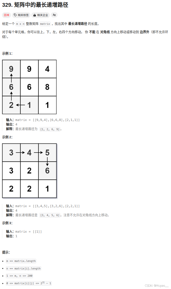 Python | Leetcode Python题解之第329题矩阵中的最长递增路径