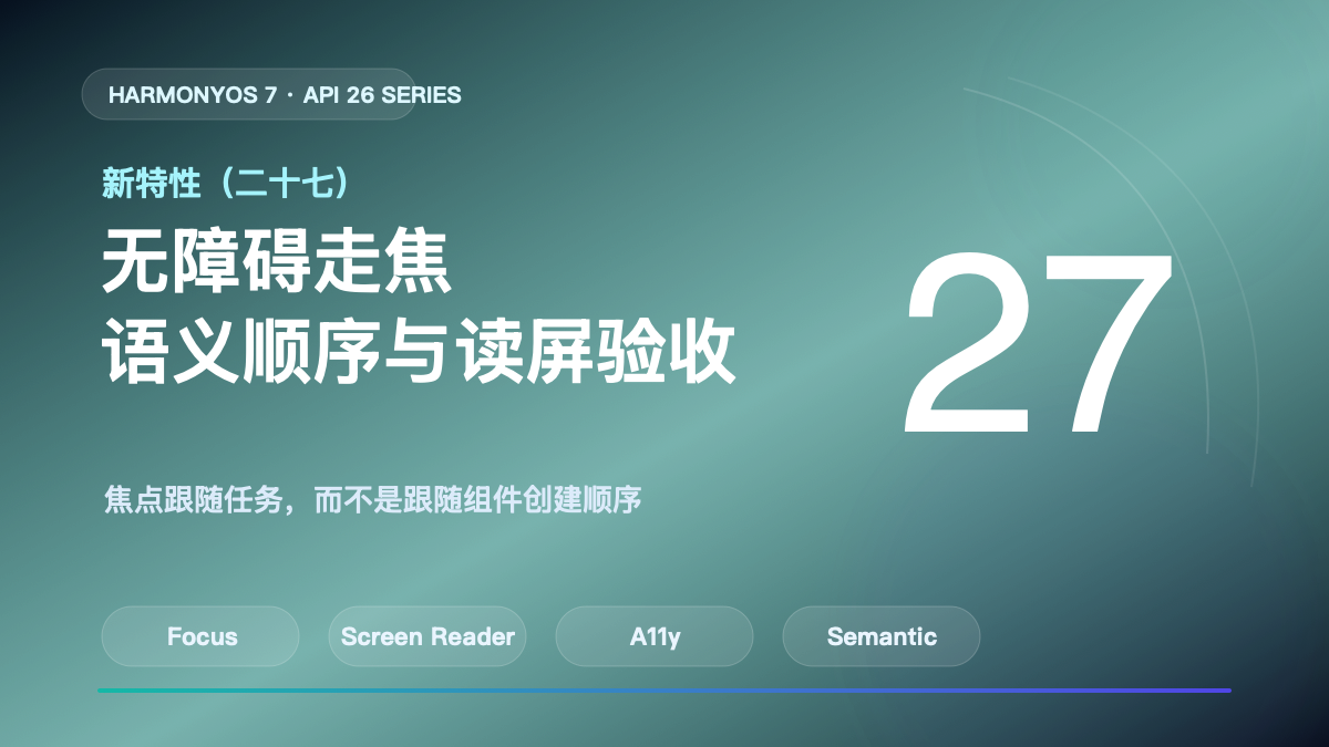 HarmonyOS 7 新特性（二十七）｜无障碍走焦顺序与读屏验收封面