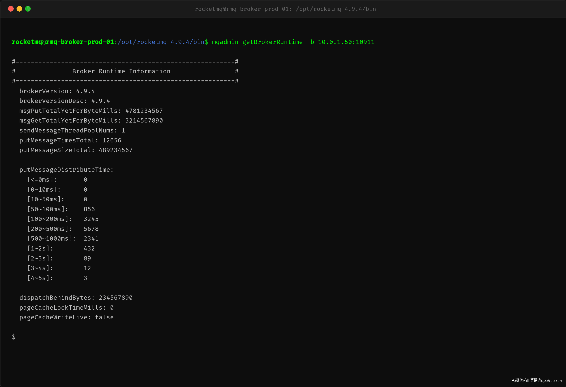 mqadmin Broker 运行状态