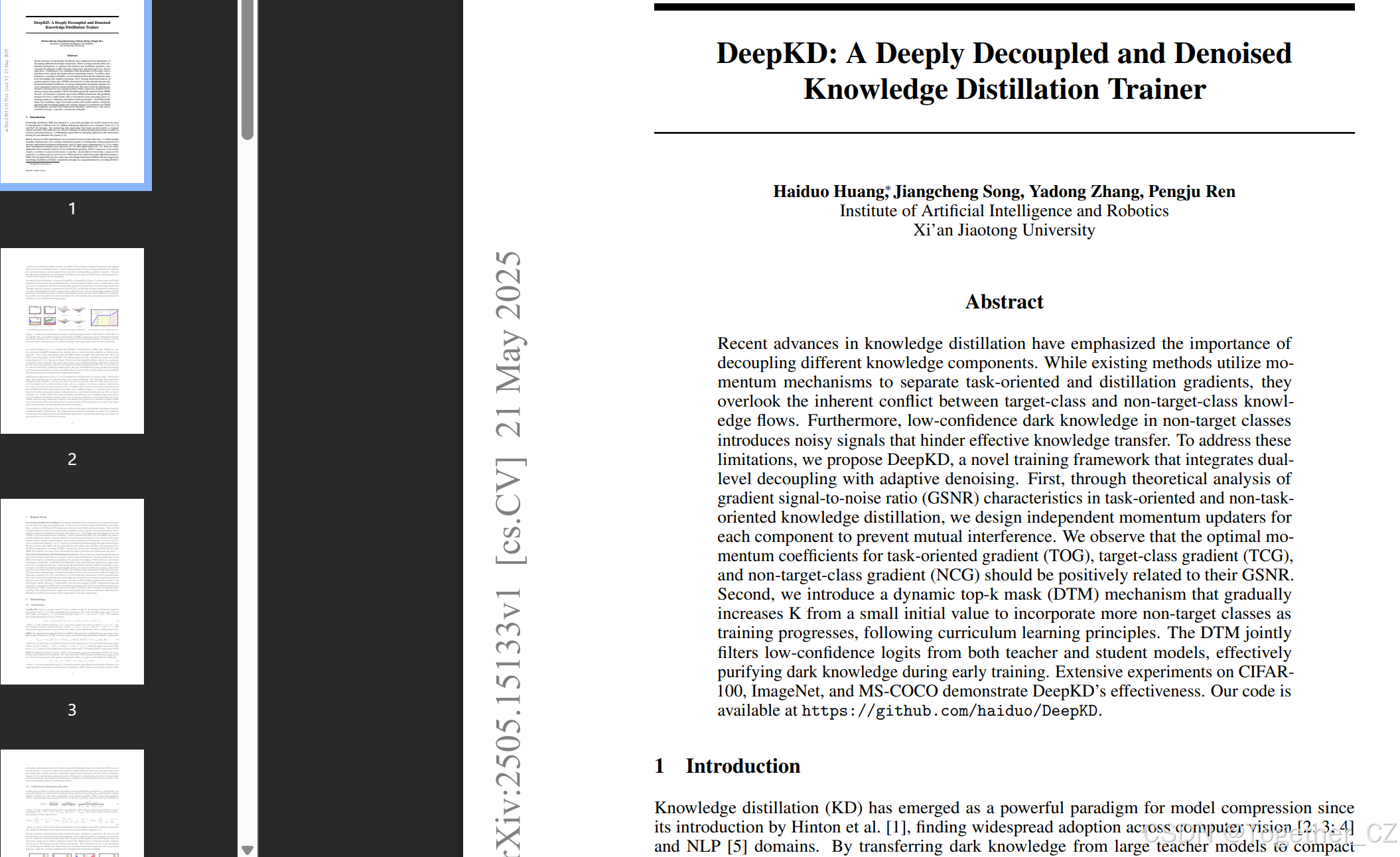 DeepKD: A Deeply Decoupled and Denoised Knowledge Distillation  Trainer——一种深度解耦和去噪的知识蒸馏训练器_trainer decoupled 模型-CSDN博客