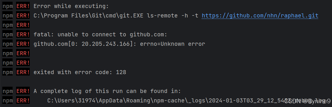 getting this error while using a npm package https: ... npm install时报错 npm ERR! Error while executing C:\Program Files\Git\cmd ...