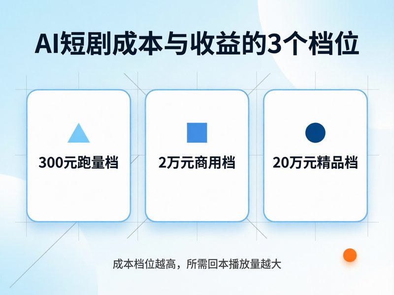 3个档位各自的回本播放量已算清，三档的具体制作成本从300元到100万元逐档递增。