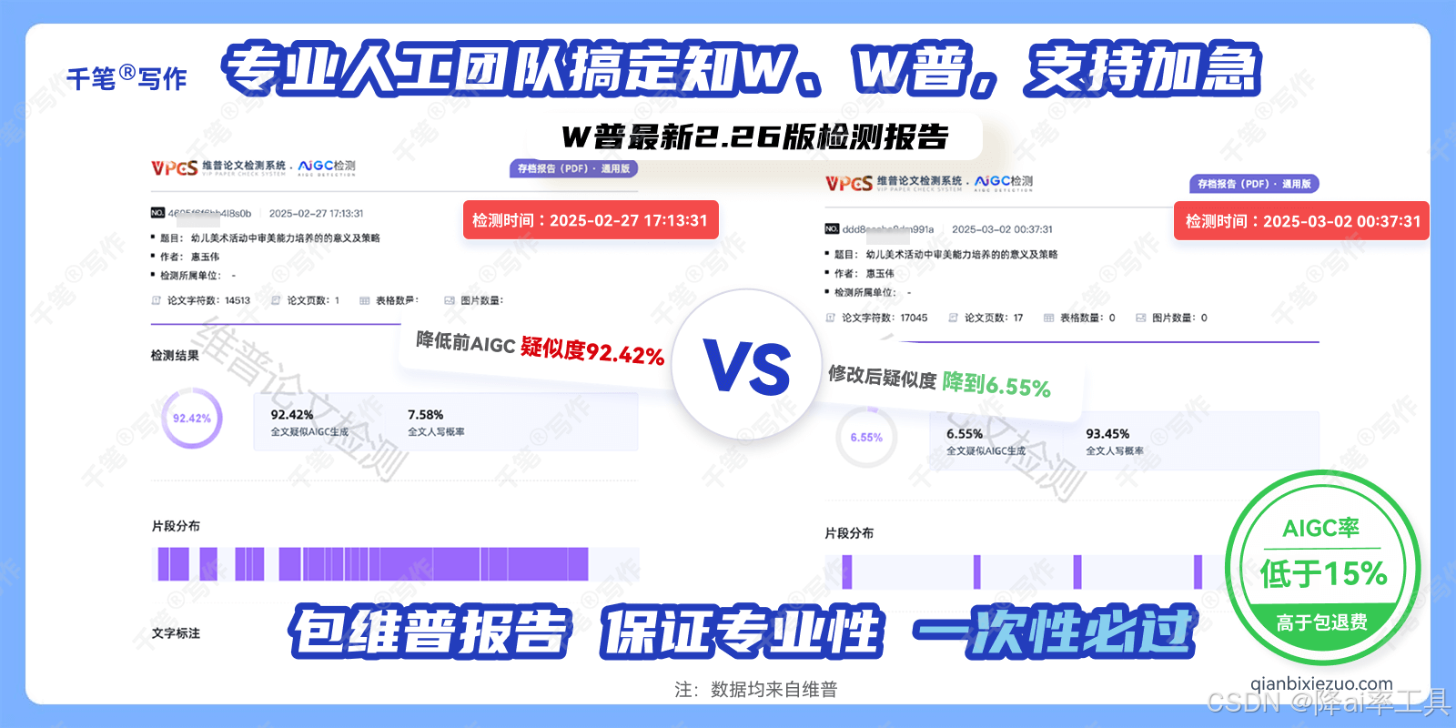 千笔AI处理效果对比图
