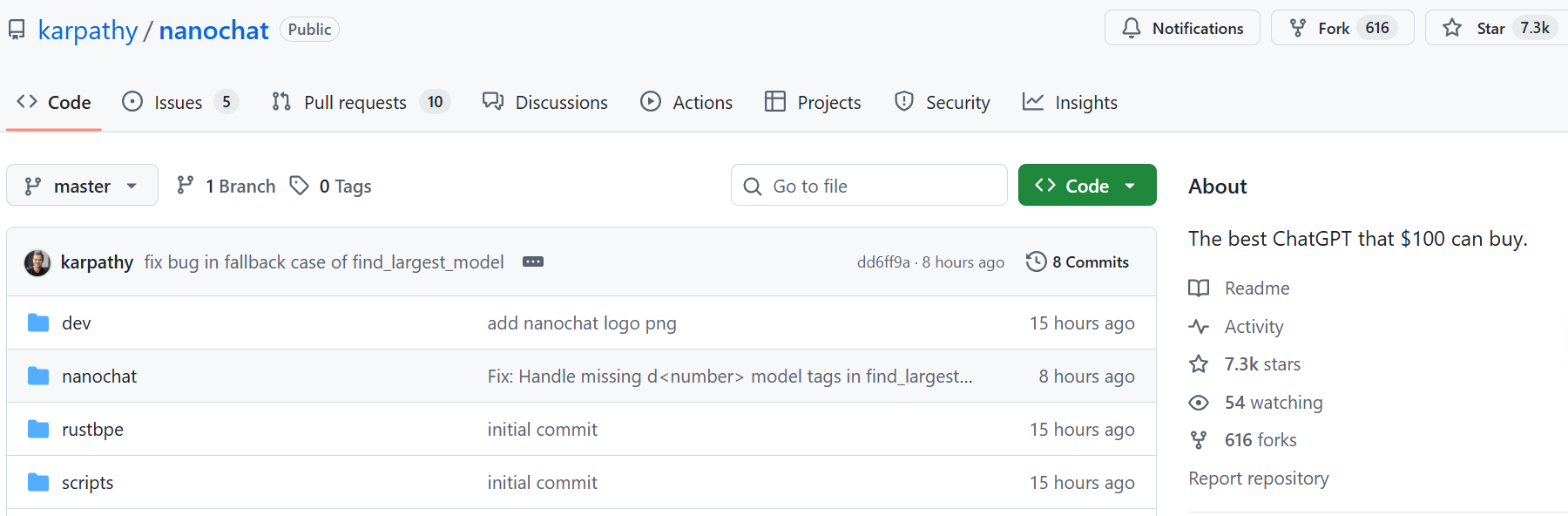 https://github.com/karpathy/nanochat?tab=readme-ov-file
