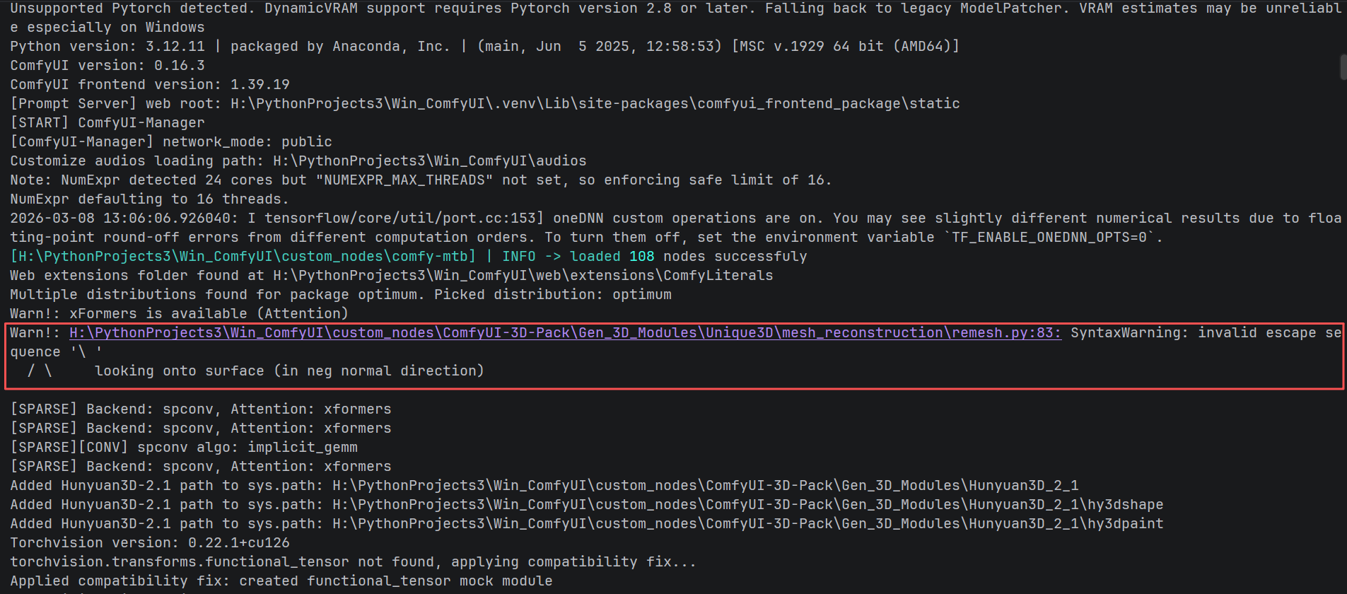 修复 ComfyUI-3D-Pack 在 Python 3.12 下的 SyntaxWarning 警告_python中shutil ...