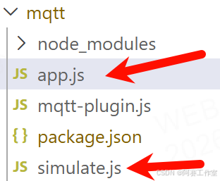 node simulate启动MQTT模拟器；node app运行示例；