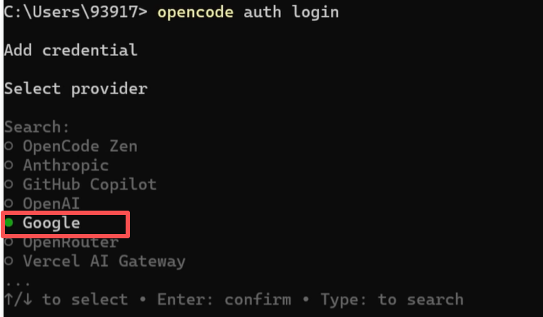 windows 安装opencode以及通过opencode-antigravity-auth插件使用google gemini ...