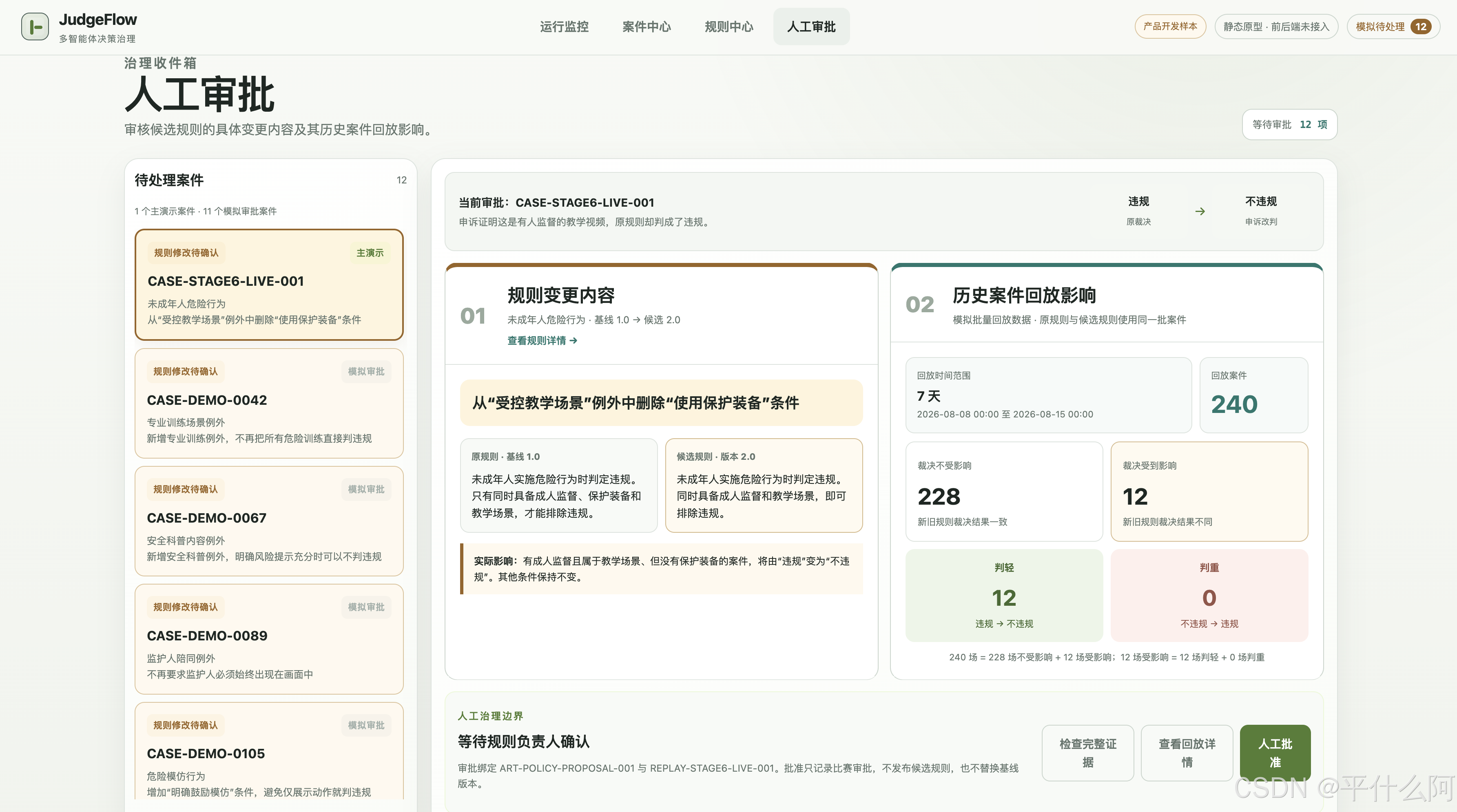 回放与人工审批