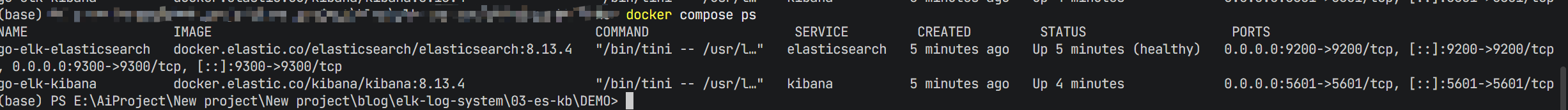 docker compose ps 运行结果截图
