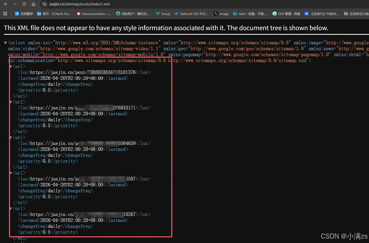 Sitemap XML structure example