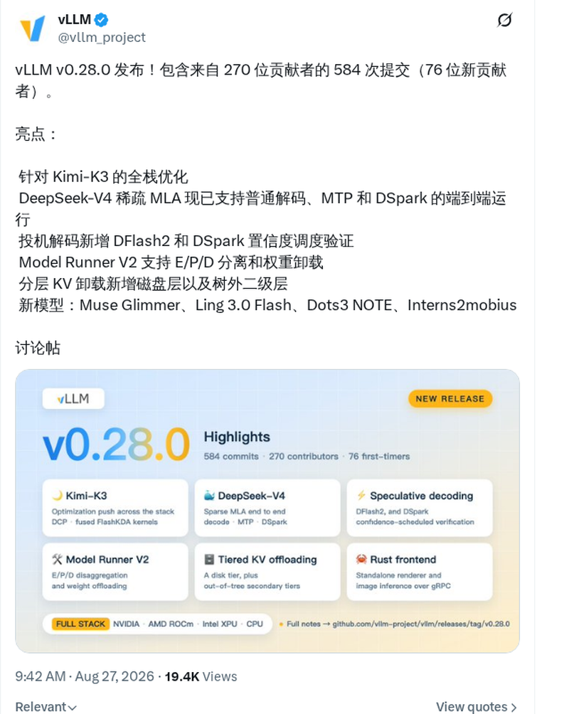 vLLM v0.28.0 发布
