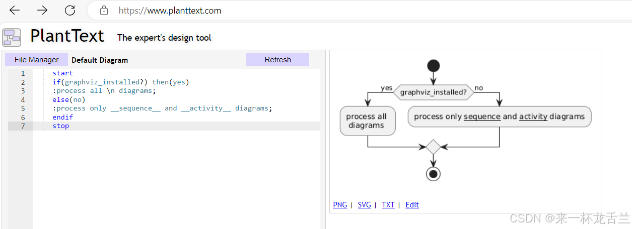 PlantUML-UML 绘图工具安装、Graphviz安装、本地使用/在线使用、语法、图示案例