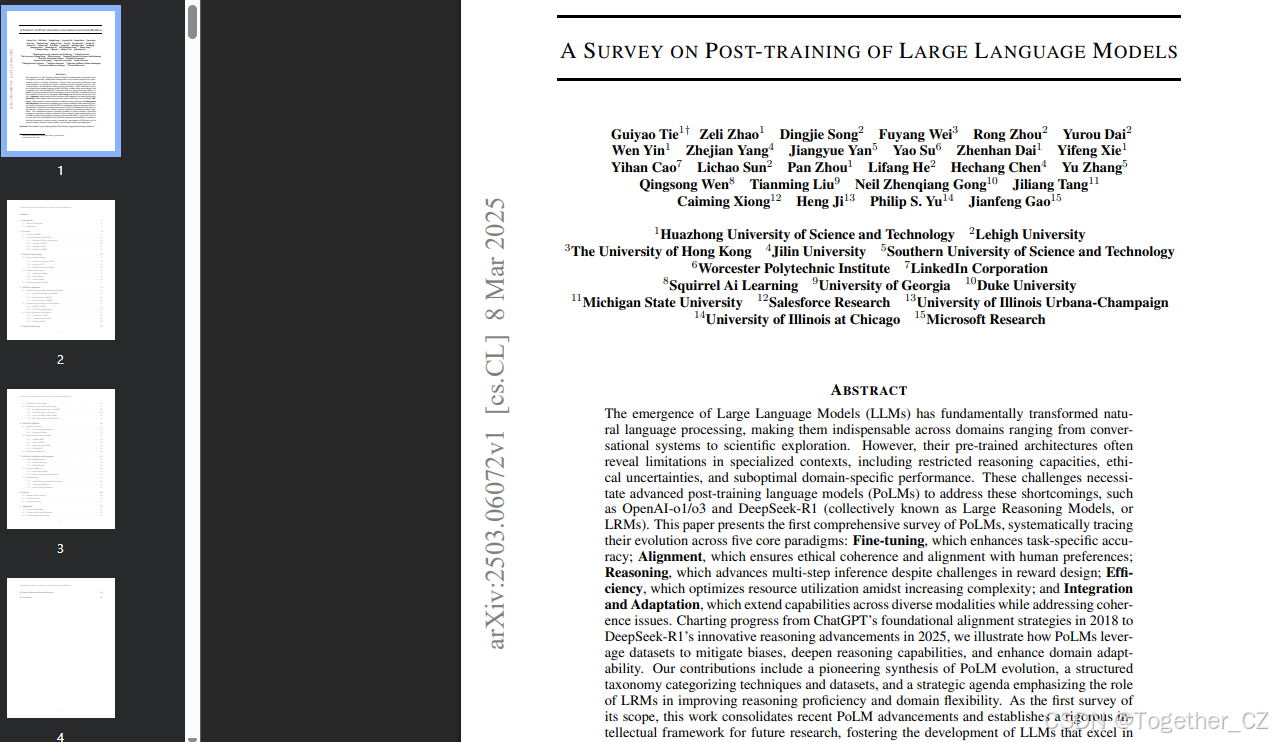 A Survey On Post-Training of Large Language Models——大型语言模型的后训练综述-CSDN博客