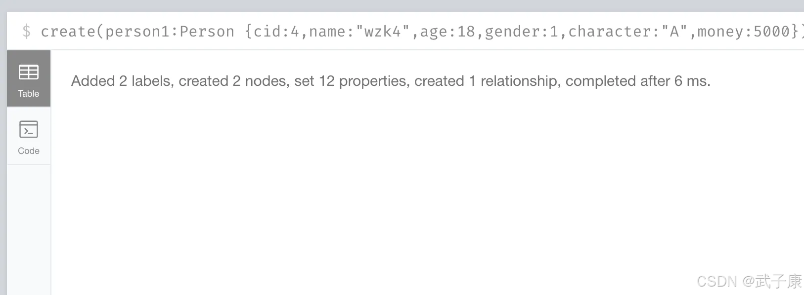 Neo4j 创建结果所示