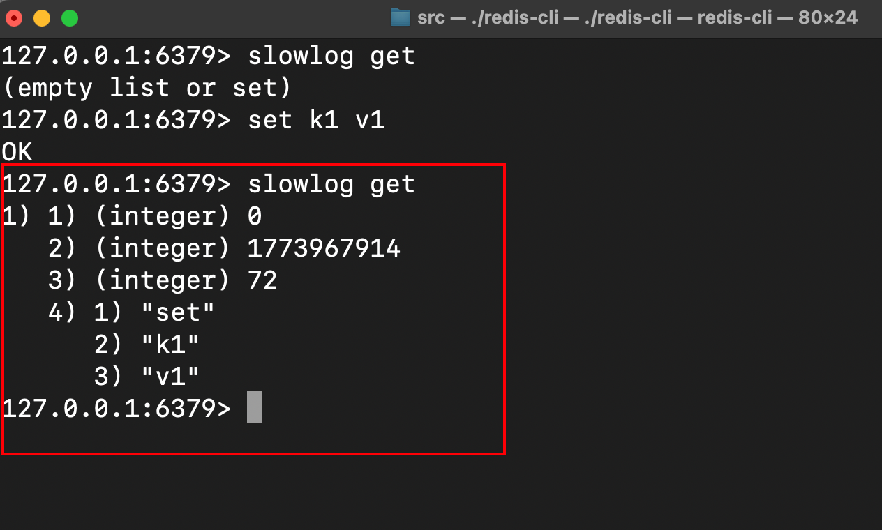 slowlog get记录set命令