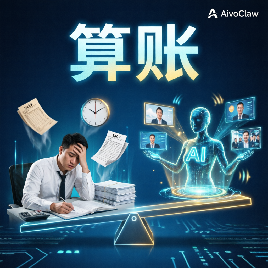 算账：左边加班员工 vs 右边 AI 数字人