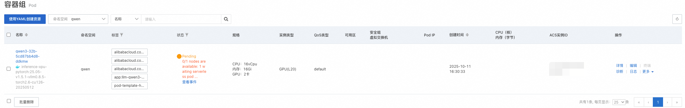 等待资源调度