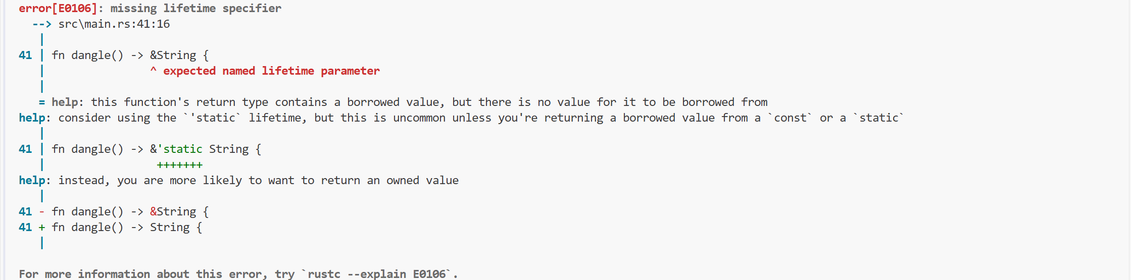 Dangling pointer compile error