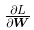 \frac{\partial L}{\partial\boldsymbol{W}}