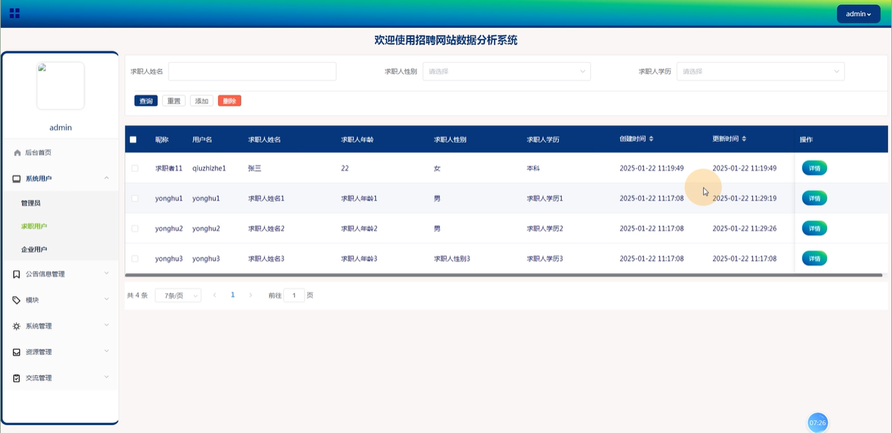 基于Python招聘网站数据分析系统的设计与实现-计算机毕业设计源码03088