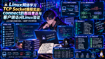 Linux网络学习【TCP Socket编程实战:connect的断线重连与客户端访问Linux验证】封面图