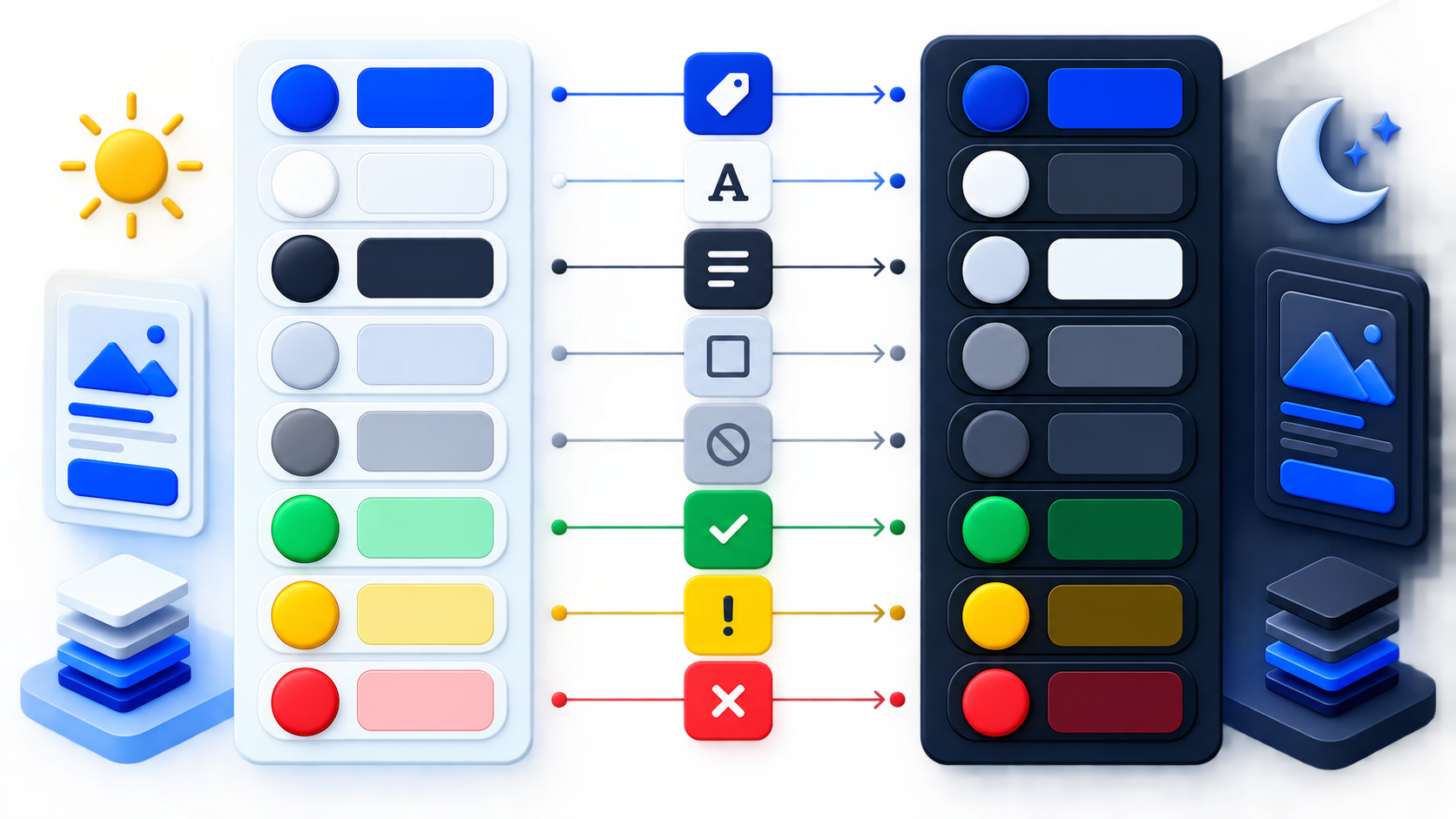 Light 与 Dark 语义 Token 矩阵原创图