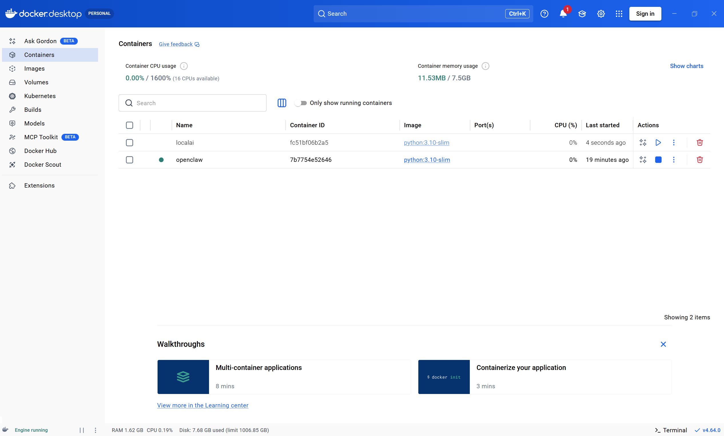 确认左下角绿色run状态
