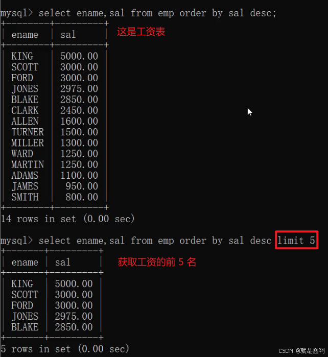 limit 以及分页 SQL 语句