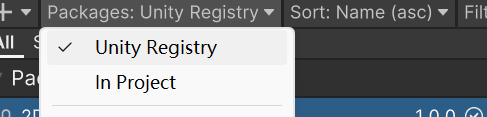 选择 Unity Registry 包来源