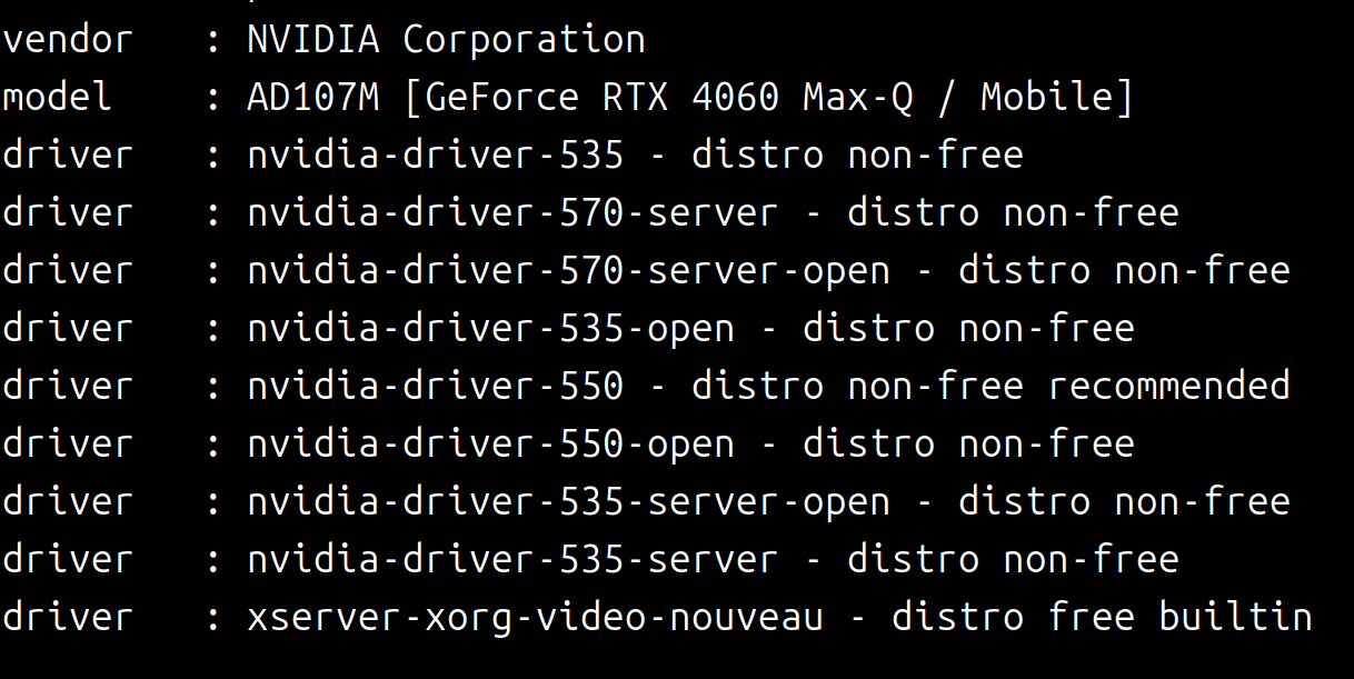 ubuntu-drivers devices运行结果