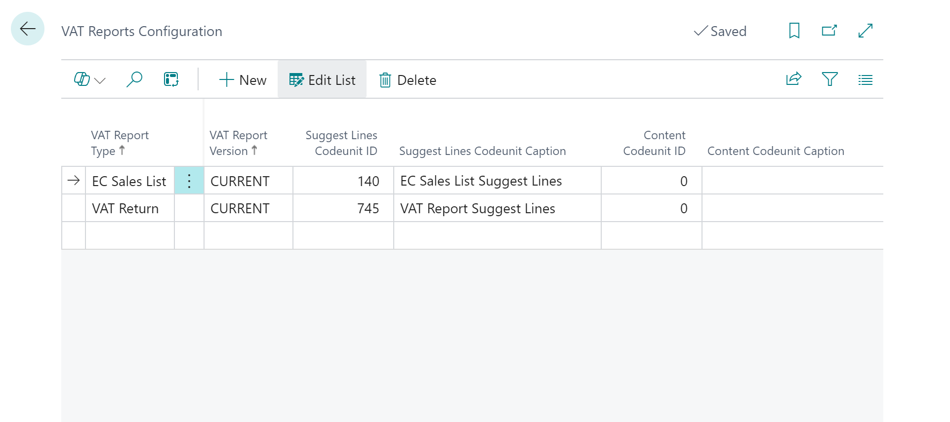 Dynamics 365 Business Central EC Sales List 欧洲共同体 （EC） 销售列表