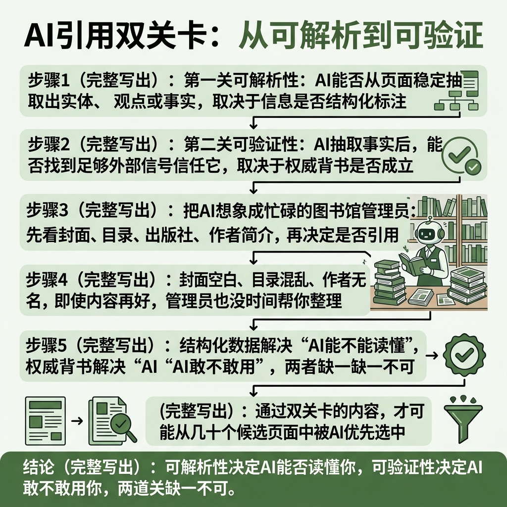 AI引用双关卡:从可解析到可验证