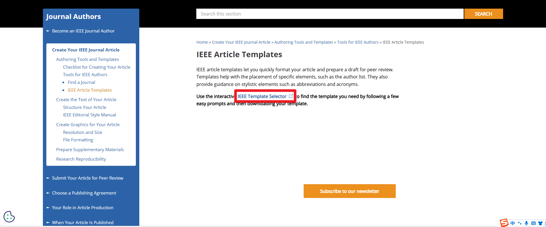 点击图中的IEEE Template Selector