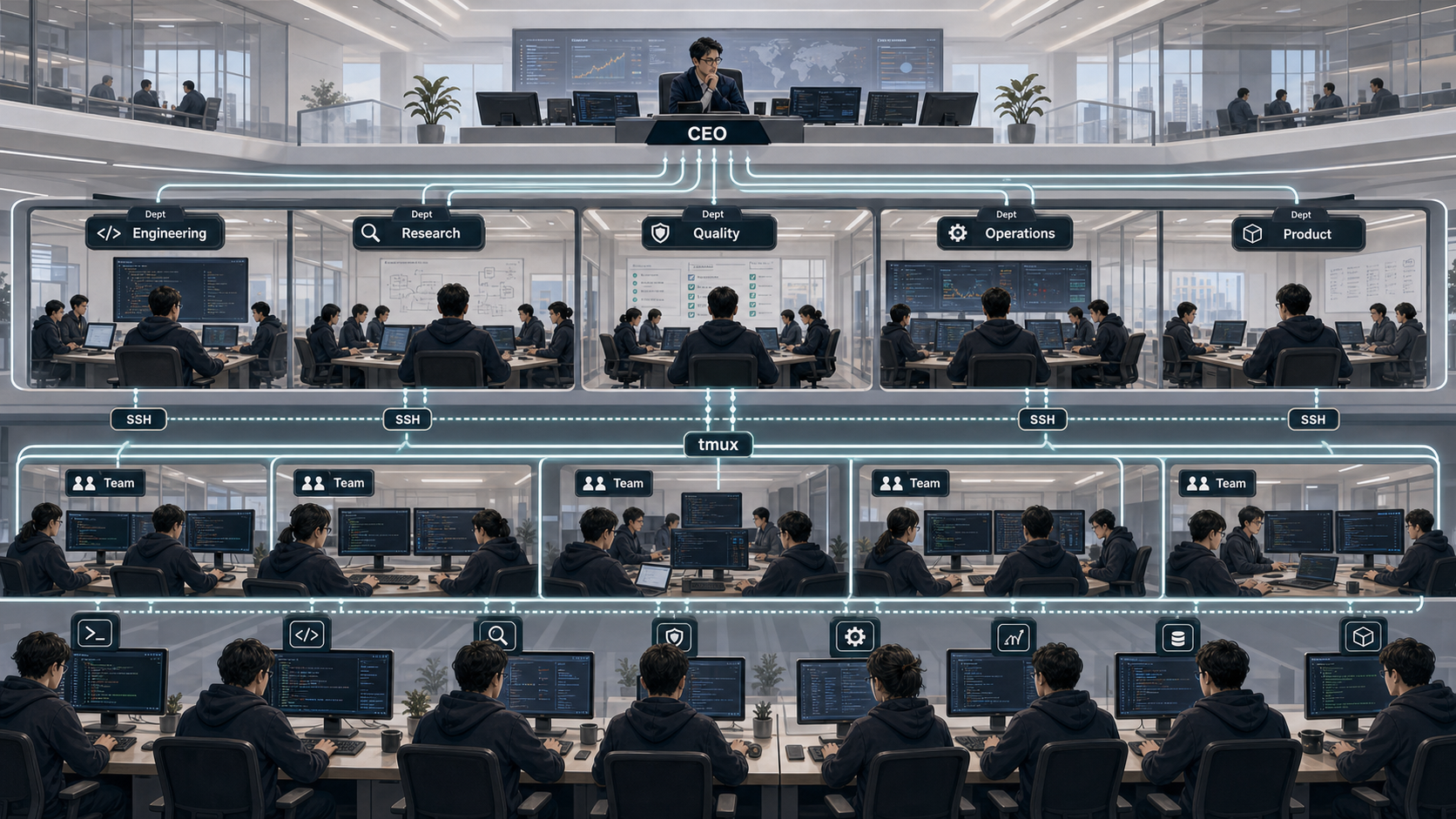 从 8 个 tmux 窗口扩展到分层 Agent 组织