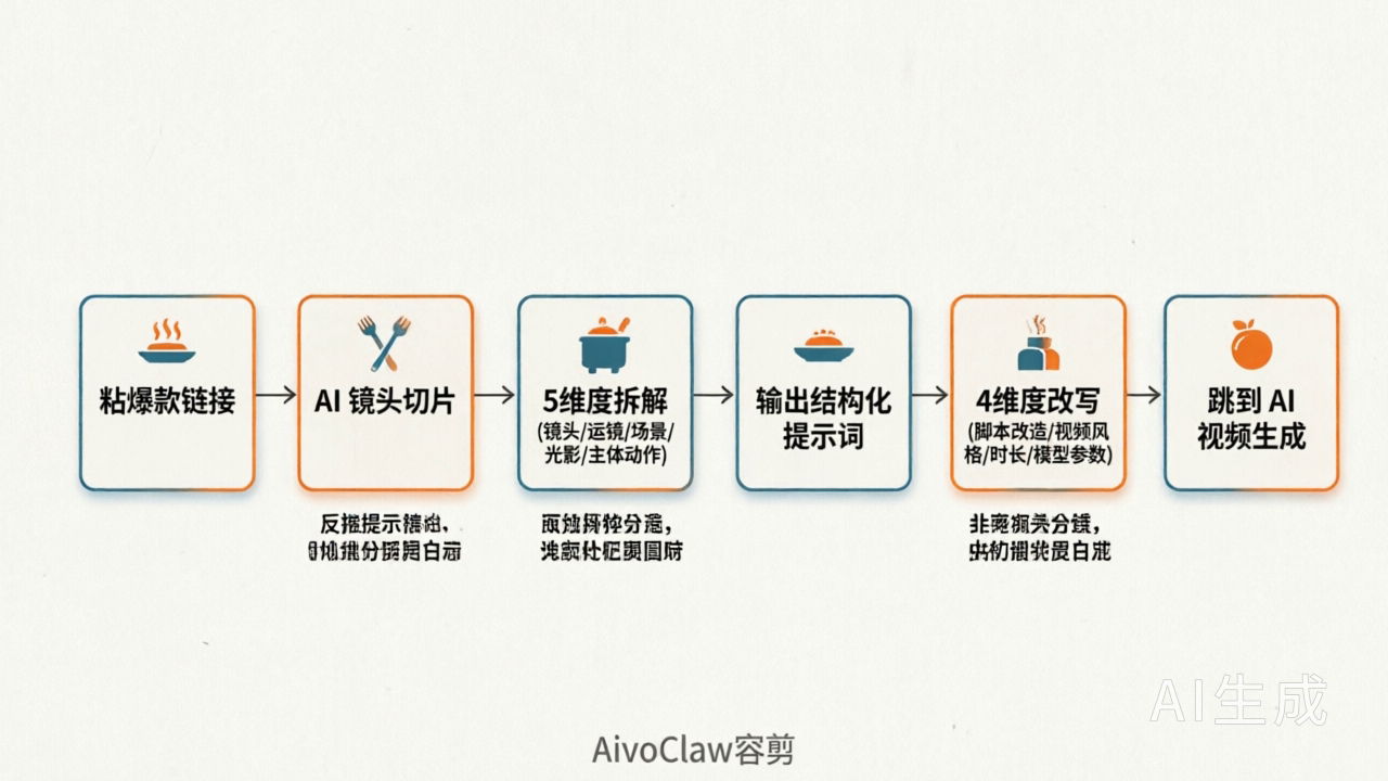反推提示词 6 步流程图