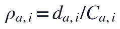 \rho_{a,i}=d_{a,i}/C_{a,i}