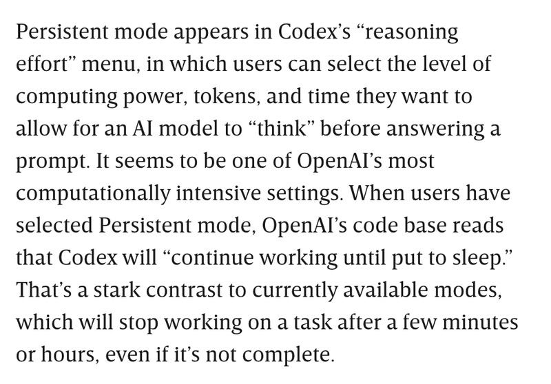 OpenAI 测试 Codex 持久模式
