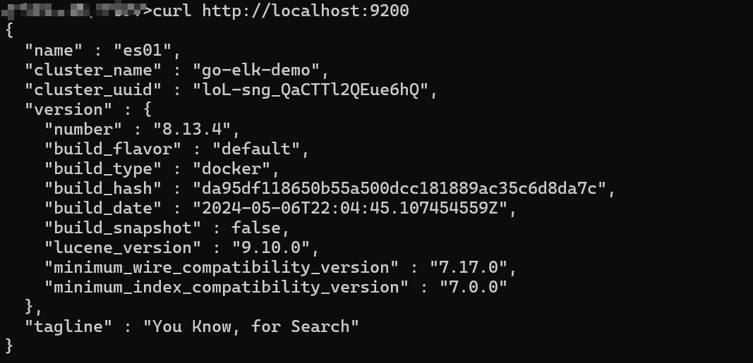 curl http://localhost:9200 返回结果截图