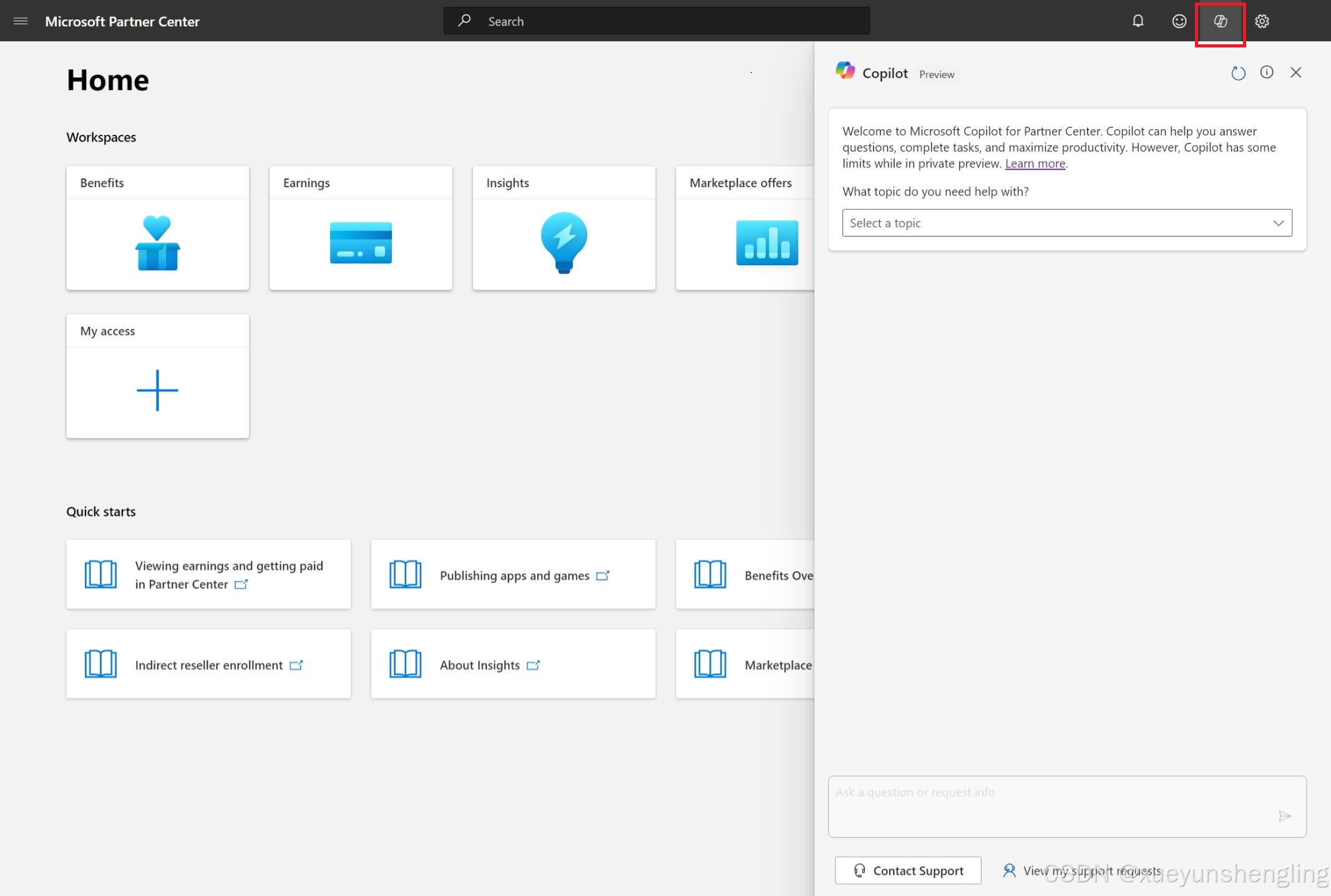 合作伙伴中心Partner Center中添加了Copilot预览版