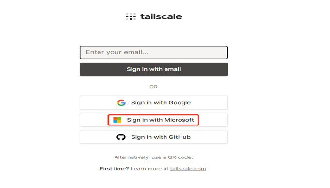 Tailscale登录界面