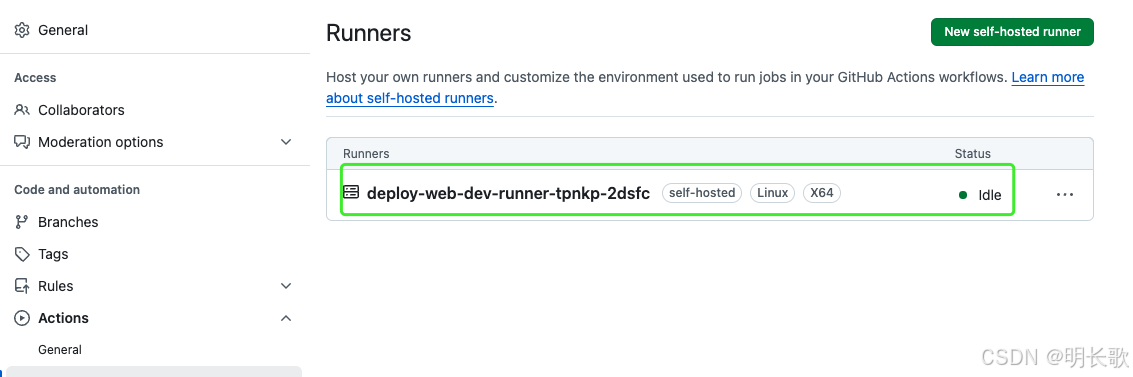 self-hosted runner
